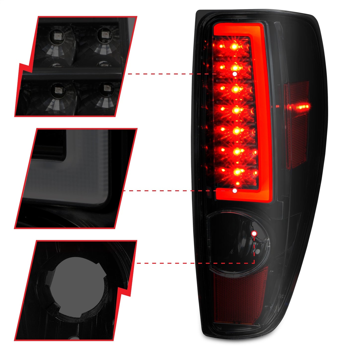 Anzo USA | LED Tail Light Assembly LED Smoke Lens Black Housing w/Light Bar Pair | Fits Colorado | 311383