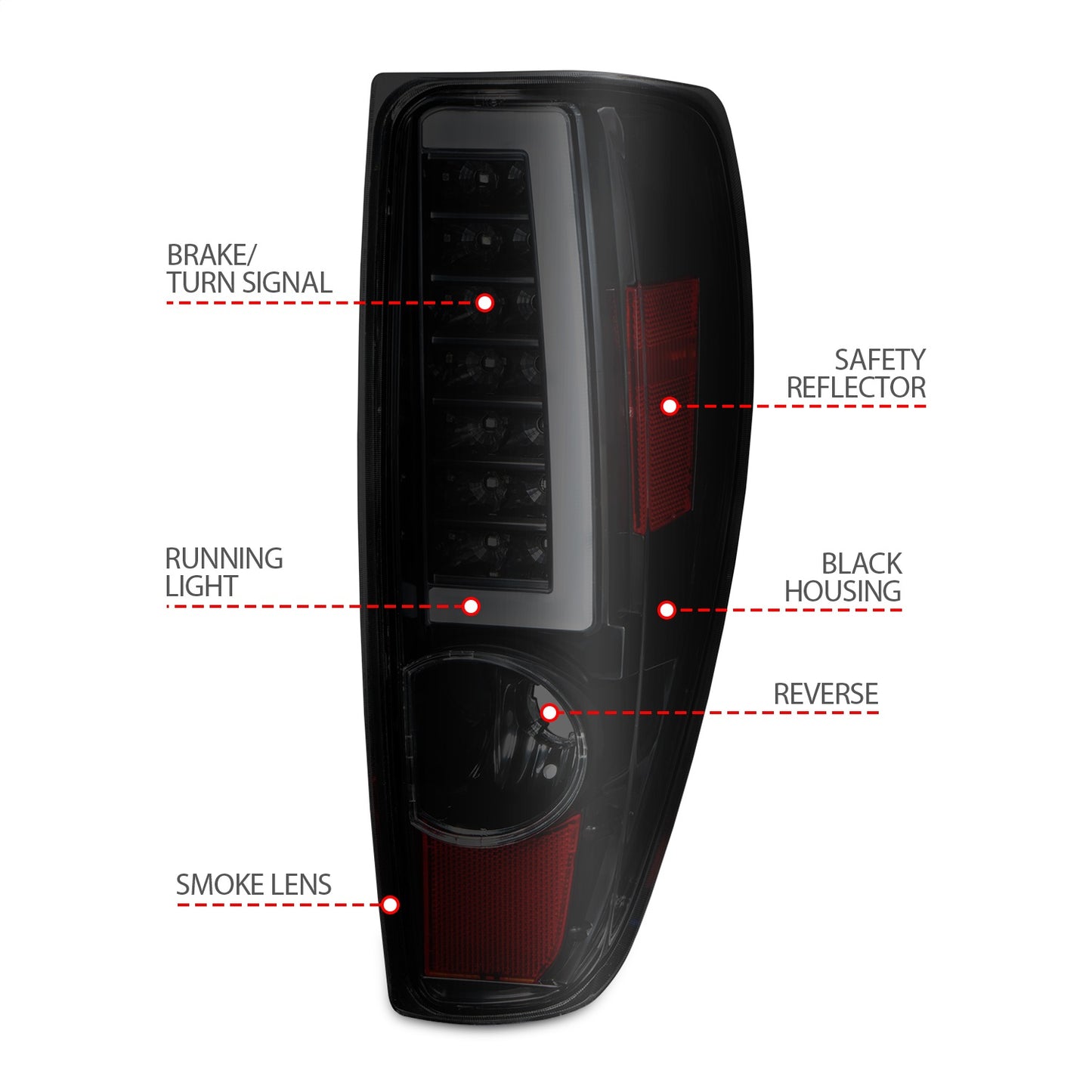 Anzo USA | LED Tail Light Assembly LED Smoke Lens Black Housing w/Light Bar Pair | Fits Colorado | 311383