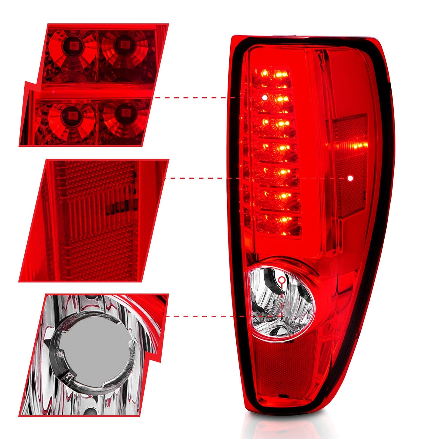 Anzo USA | LED Tail Light Assembly LED Red/Clear Lens Chrome Housing w/Light Bar Pair | Fits Colorado | 311384