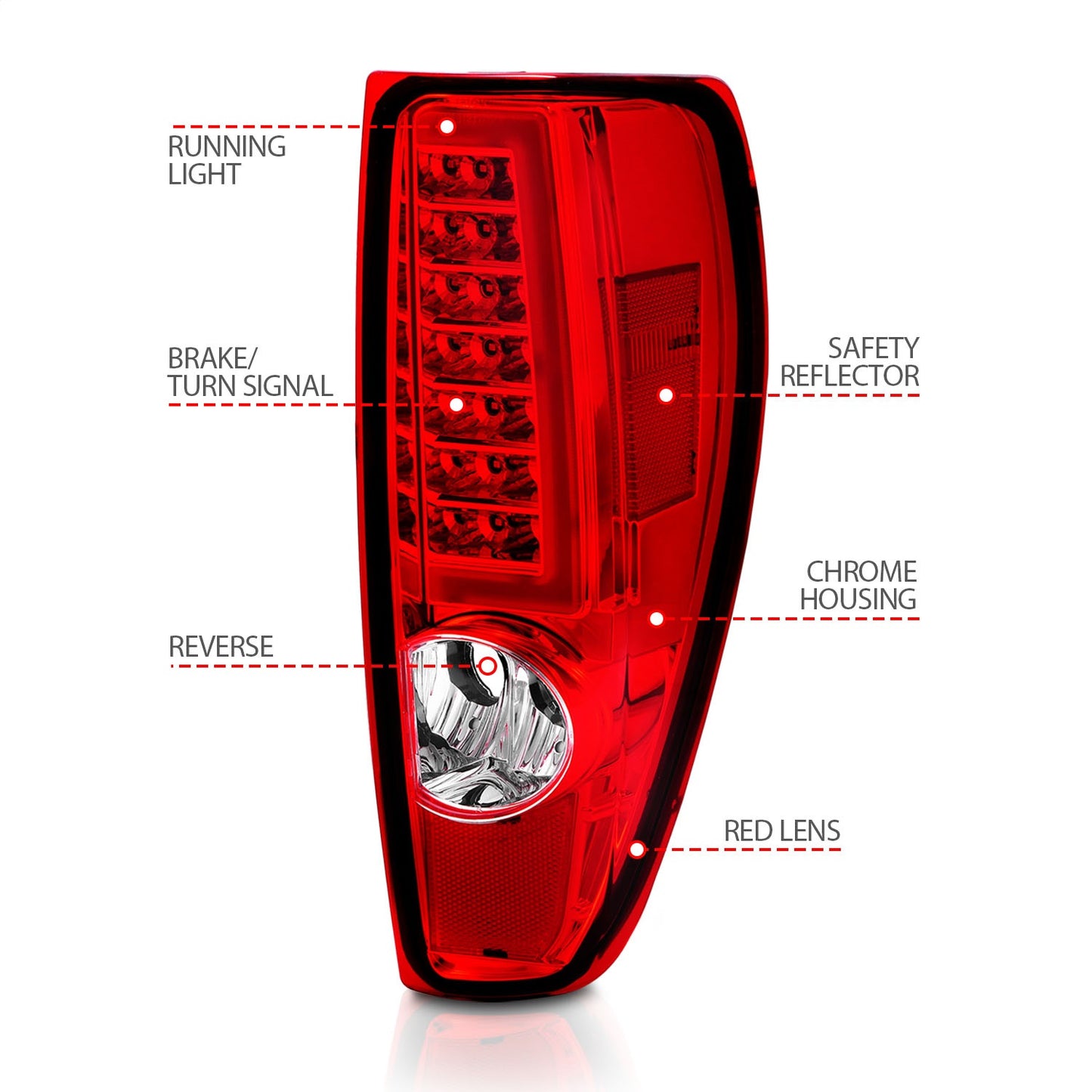 Anzo USA | LED Tail Light Assembly LED Red/Clear Lens Chrome Housing w/Light Bar Pair | Fits Colorado | 311384