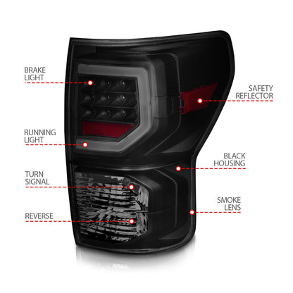 Anzo USA | LED Tail Light Assembly Smoke Lens w/Light Bars Black Housing | Fits Tundra | 311387