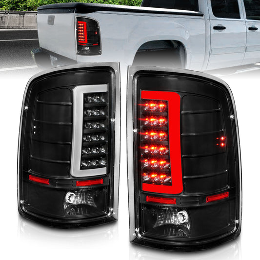Anzo USA | LED Tail Light Assembly Clear Lens Black Housing w/Light Bar Pair | Fits Sierra 1500 | 311388