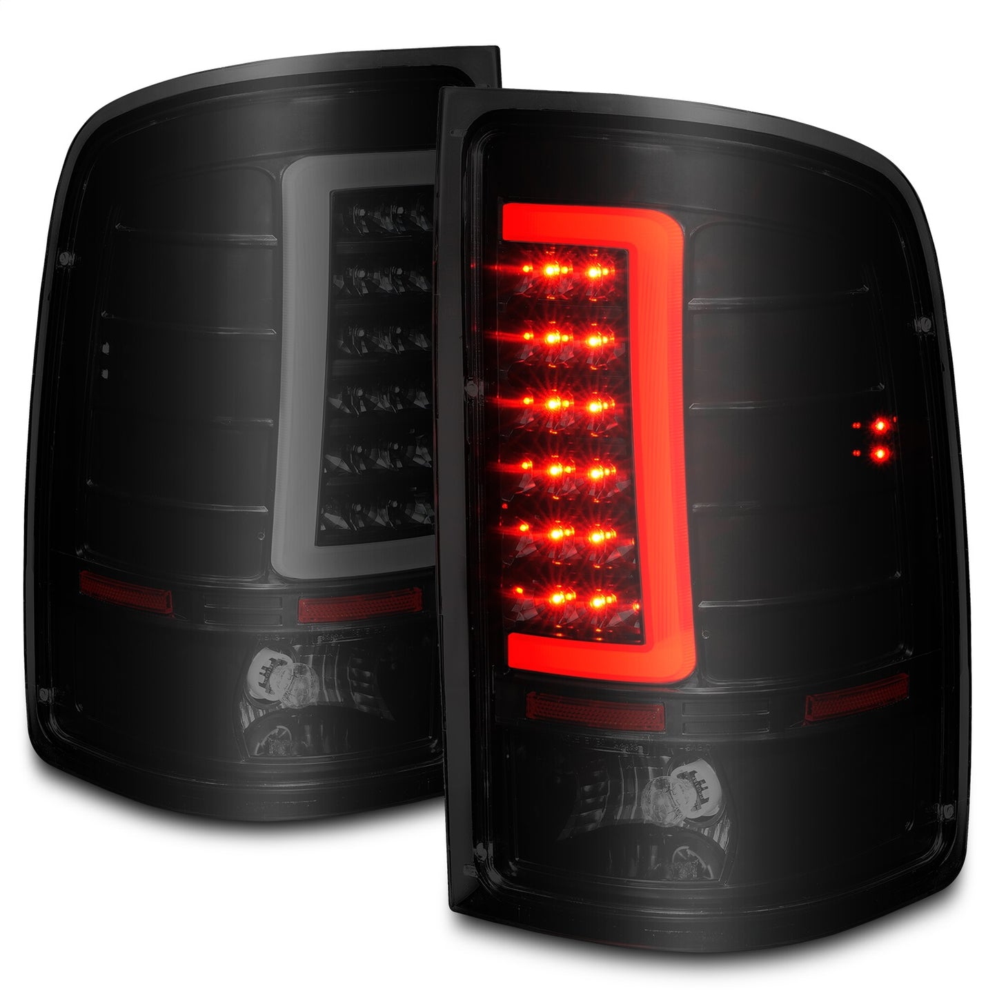 Anzo USA | LED Tail Light Assembly Smoke Lens Black Housing w/Light Bar Pair | Fits Sierra 1500 | 311389