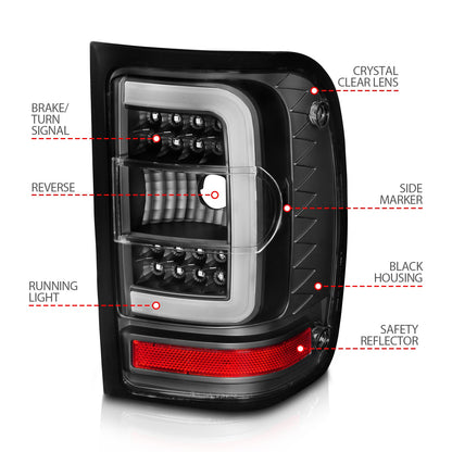 Anzo USA | LED Tail Light Assembly LED Clear Lens Black Housing w/Light Bar Pair | Fits Ranger | 311390