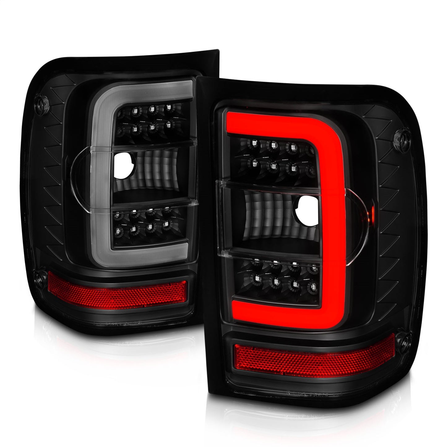 Anzo USA | LED Tail Light Assembly LED Smoke Lens Black Housing w/Light Bar Pair | Fits Ranger | 311391
