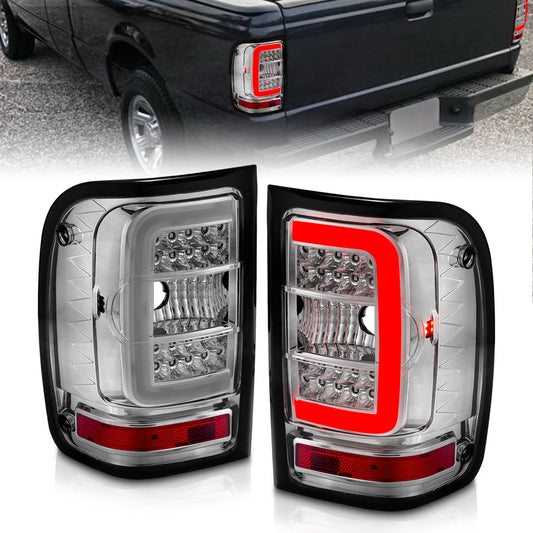 Anzo USA | LED Tail Light Assembly LED Clear Lens Chrome Housing w/Light Bar Pair | Fits Ranger | 311392