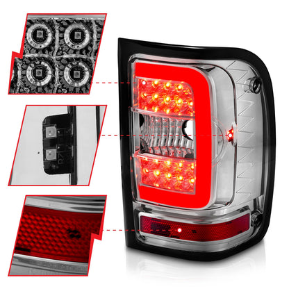 Anzo USA | LED Tail Light Assembly LED Clear Lens Chrome Housing w/Light Bar Pair | Fits Ranger | 311392