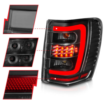 Anzo USA | LED Tail Light Assembly LED Clear Lens Black Housing w/Light Bar Pair | Fits Grand Cherokee | 311394