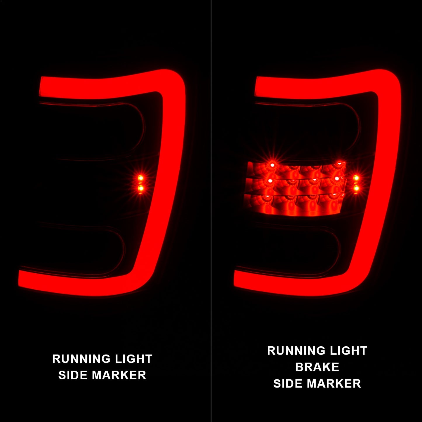 Anzo USA | LED Tail Light Assembly LED Smoke Lens Black Housing w/Light Bar Pair | Fits Grand Cherokee | 311395