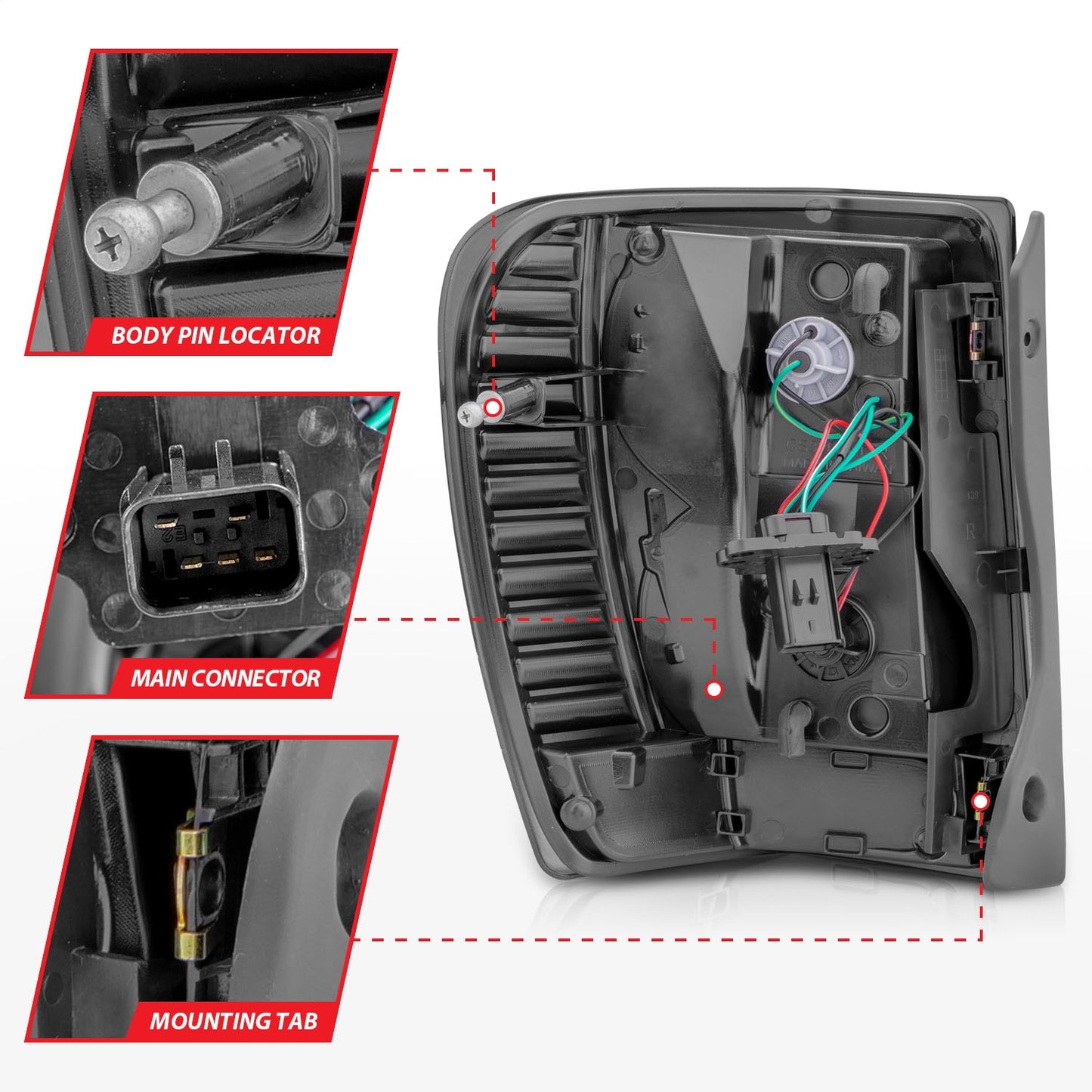 Anzo USA | LED Tail Light Assembly LED Smoke Lens Black Housing w/Light Bar Pair | Fits Grand Cherokee | 311395