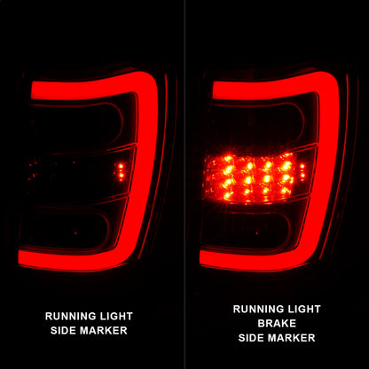 Anzo USA | LED Tail Light Assembly LED Clear/Red Lens Chrome Housing w/Light Bar Pair | Fits Grand Cherokee | 311396