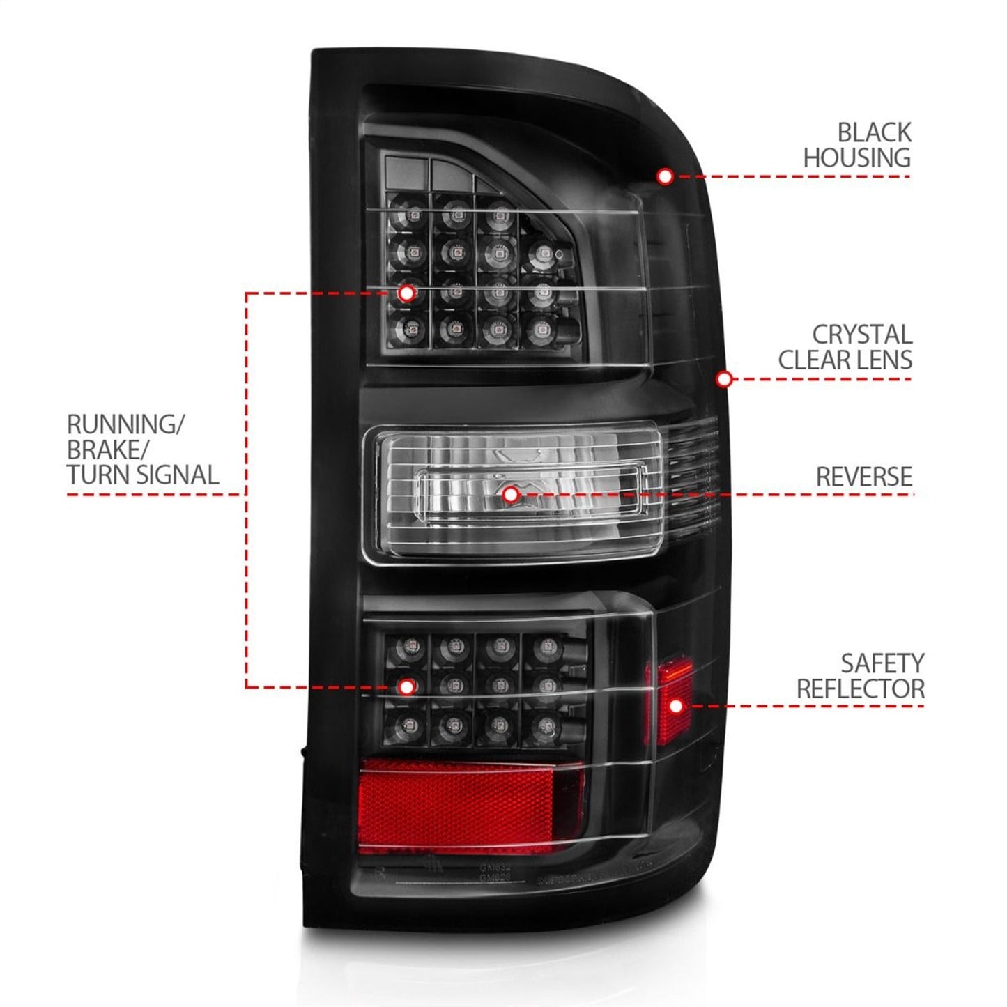 Anzo USA | LED Tail Light Assembly Clear Lens Black Housing Pair | Fits Sierra 1500 | 311397