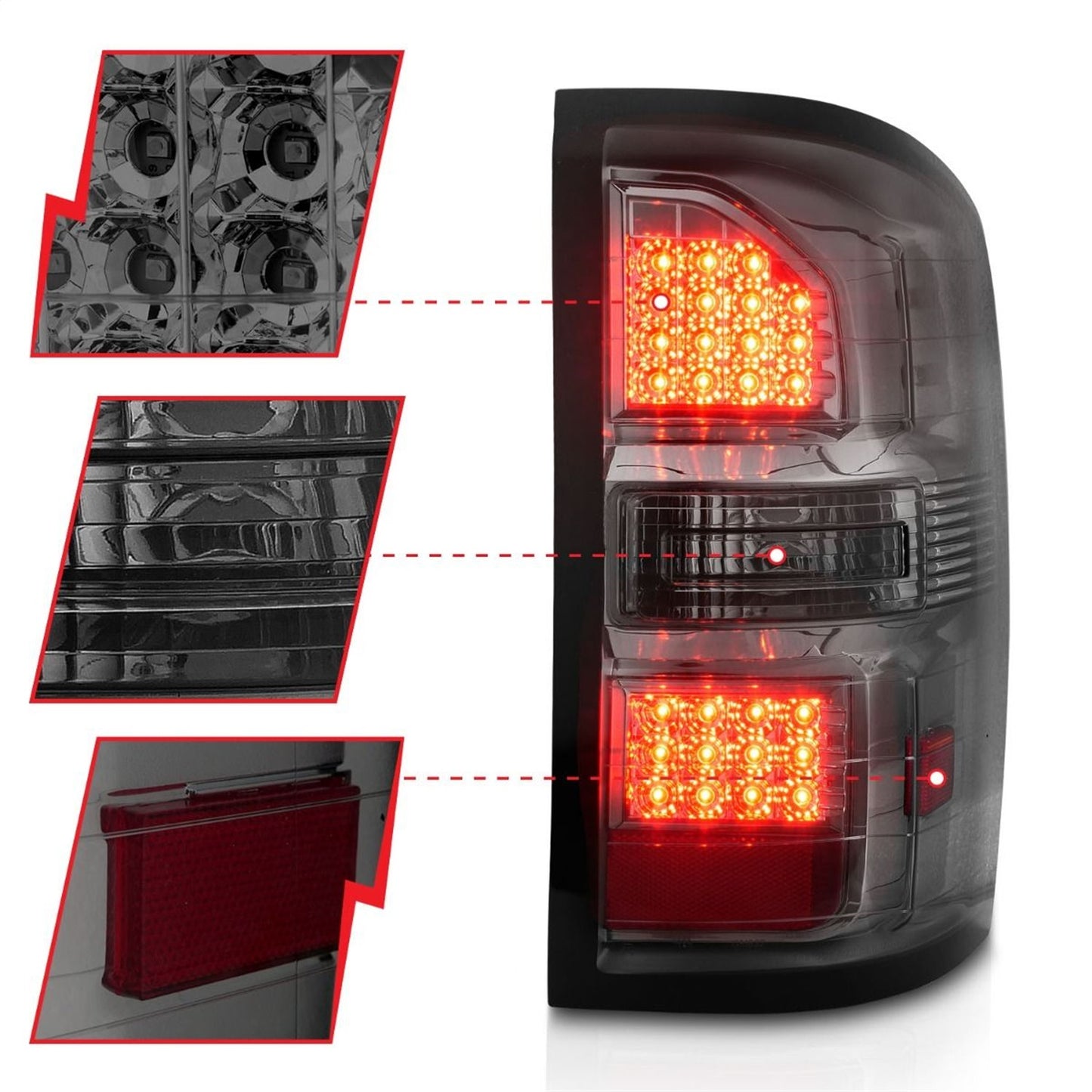 Anzo USA | LED Tail Light Assembly Smoke Lens Black Housing Pair | Fits Sierra 1500 | 311398