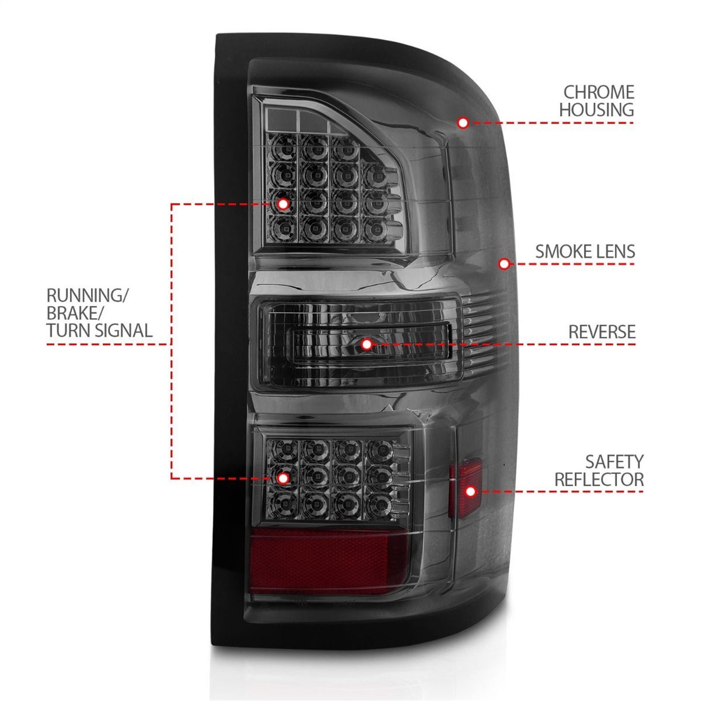 Anzo USA | LED Tail Light Assembly Smoke Lens Black Housing Pair | Fits Sierra 1500 | 311398
