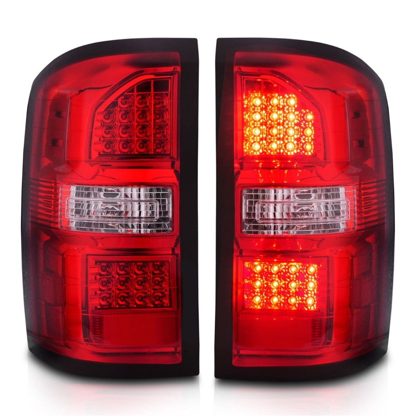 Anzo USA | LED Tail Light Assembly Red/Clear Lens Chrome Housing Pair | Fits Sierra 1500 | 311399