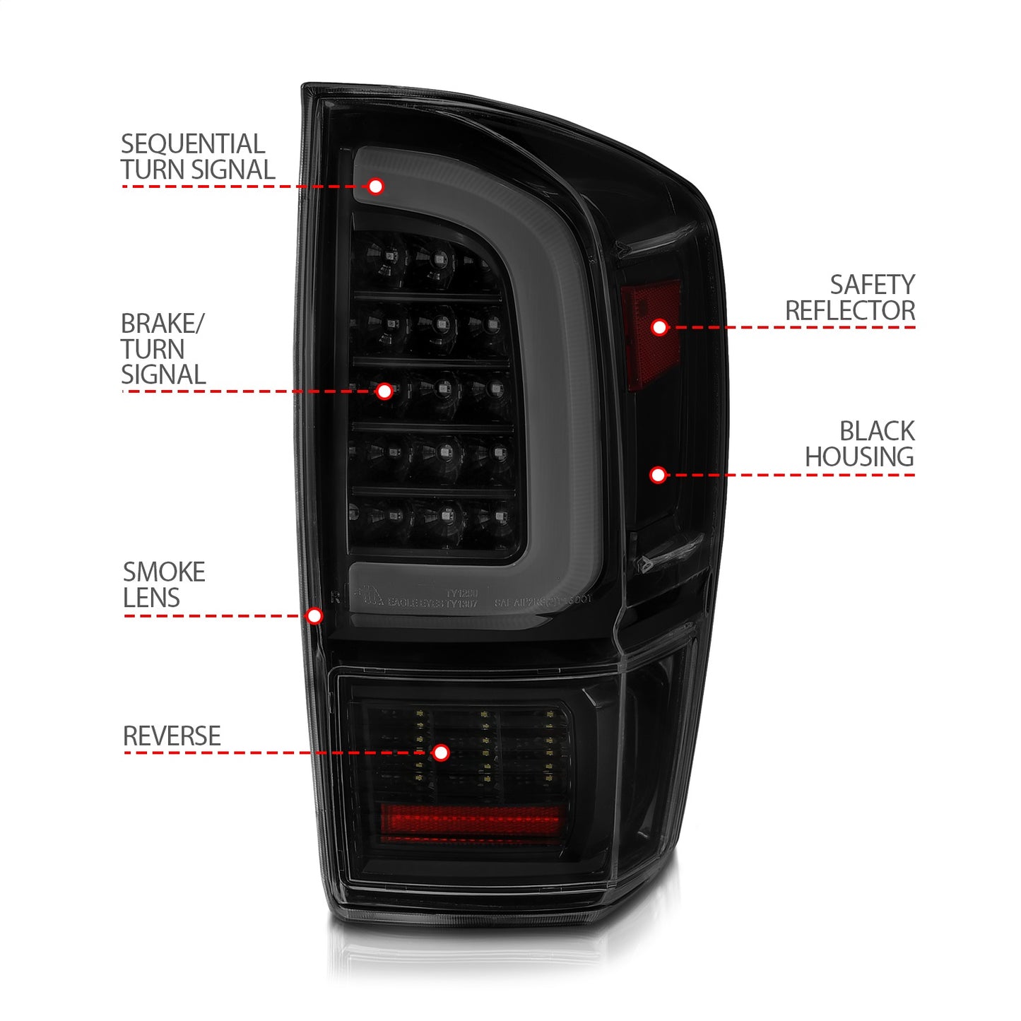 Anzo USA | LED Tail Light Assembly Smoke Lens Black Housing w/Light Bar Sequential | Fits Tacoma | 311401