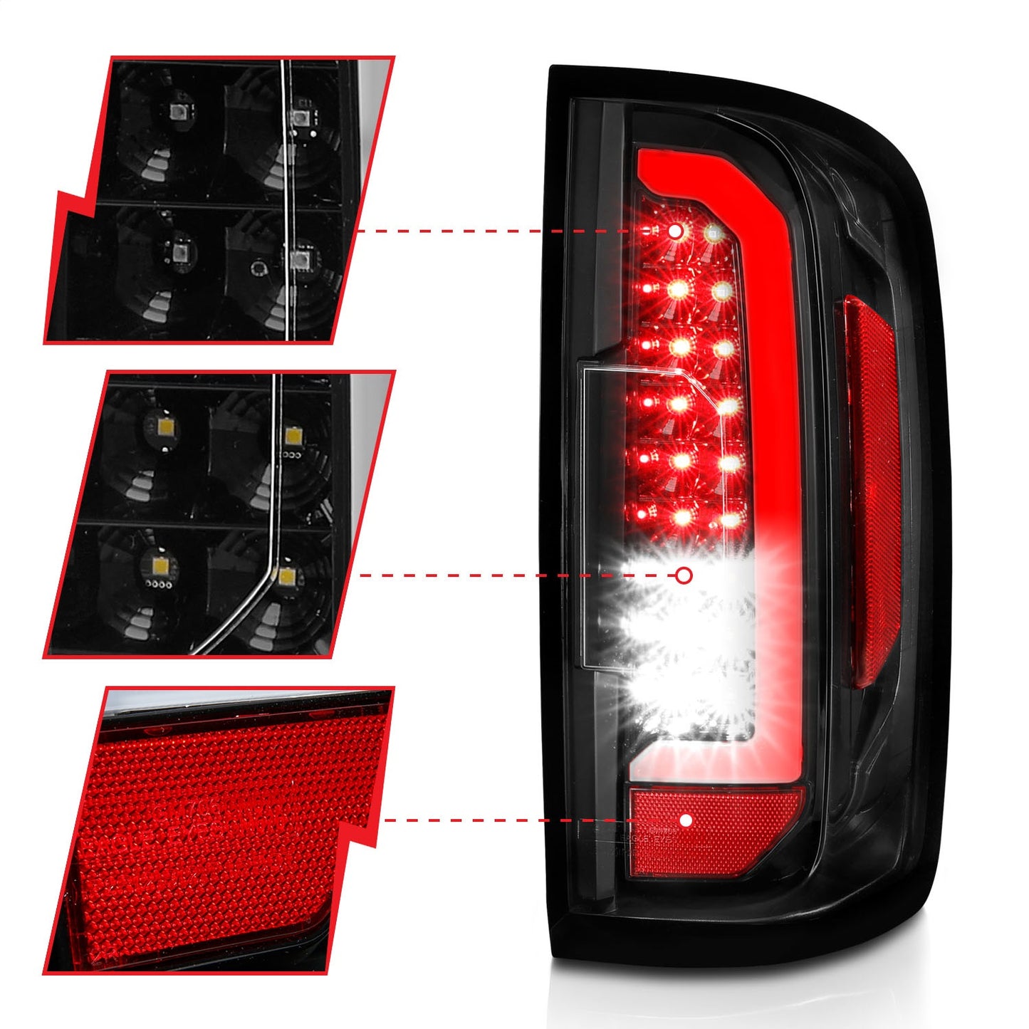 Anzo USA | LED Tail Light Assembly Full LED Clear Lens Black Housing w/Light Bar Pair | Fits Colorado | 311405