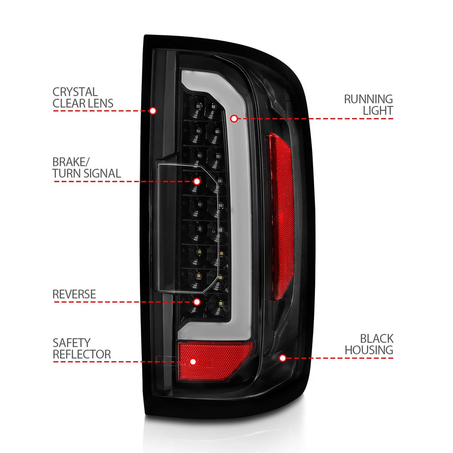 Anzo USA | LED Tail Light Assembly Full LED Clear Lens Black Housing w/Light Bar Pair | Fits Colorado | 311405