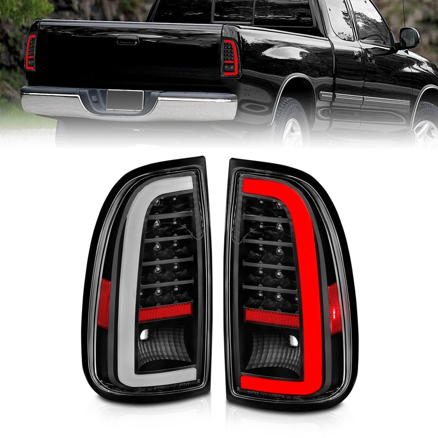 Anzo USA | LED Tail Light Assembly LED Clear Lens Black Housing w/Light Bar Pair | Fits Tundra | 311411