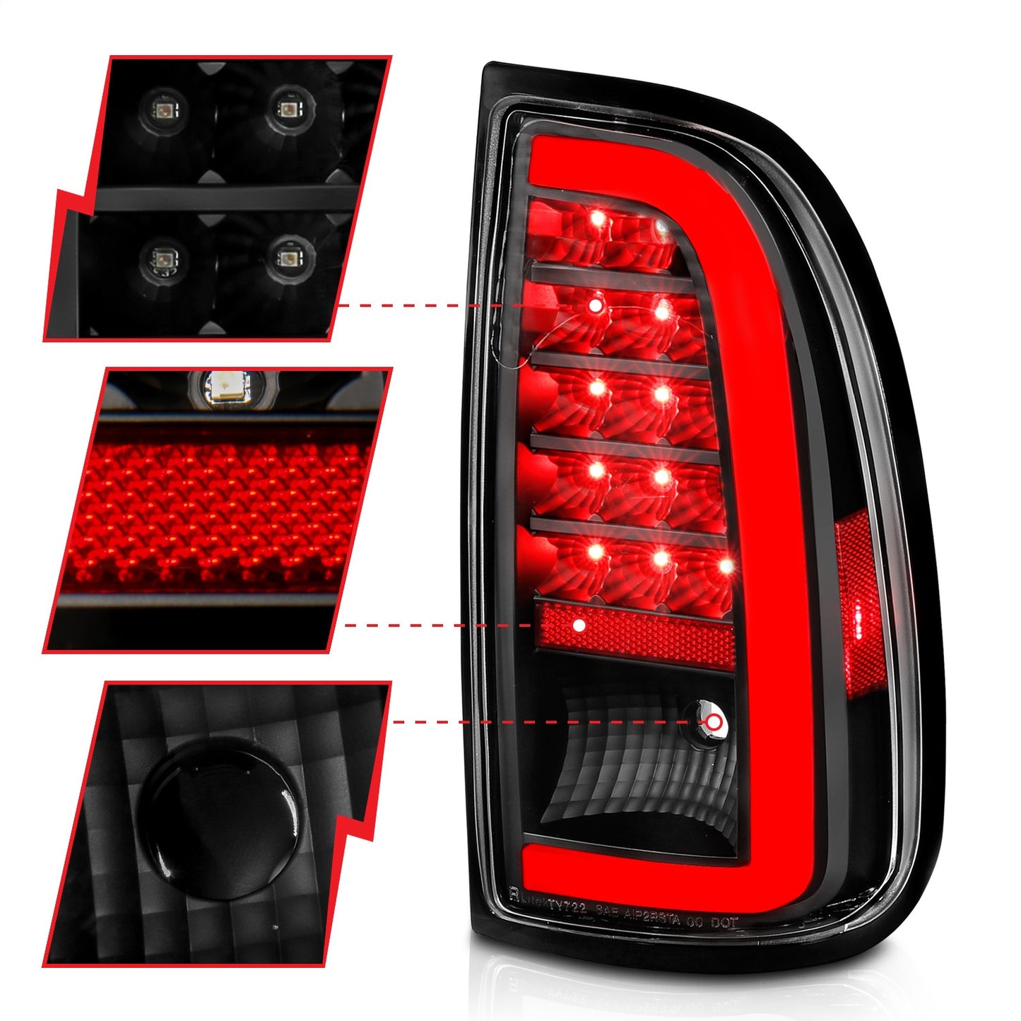Anzo USA | LED Tail Light Assembly LED Clear Lens Black Housing w/Light Bar Pair | Fits Tundra | 311411