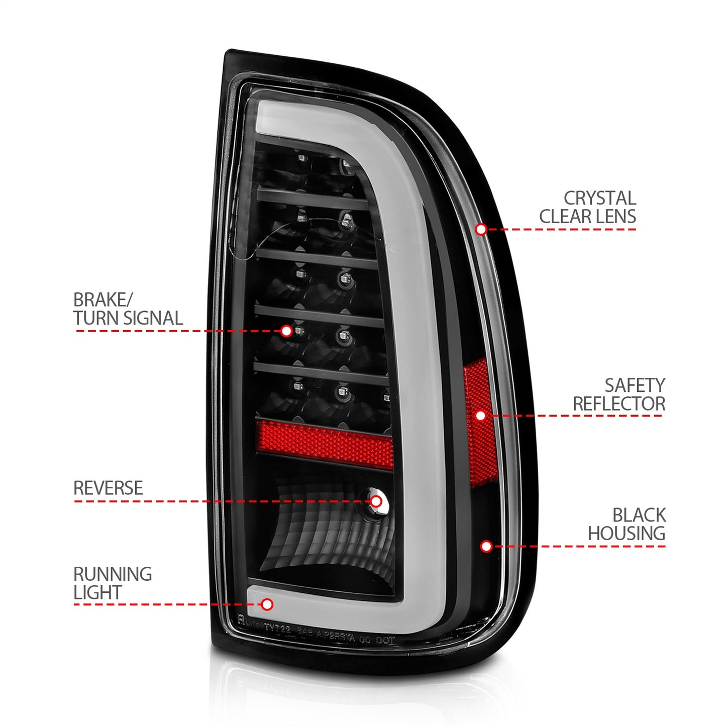 Anzo USA | LED Tail Light Assembly LED Clear Lens Black Housing w/Light Bar Pair | Fits Tundra | 311411