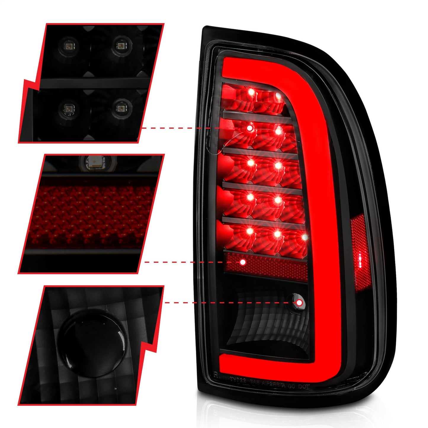 Anzo USA | LED Tail Light Assembly LED Smoke Lens Black Housing w/Light Bar Pair | Fits Tundra | 311412