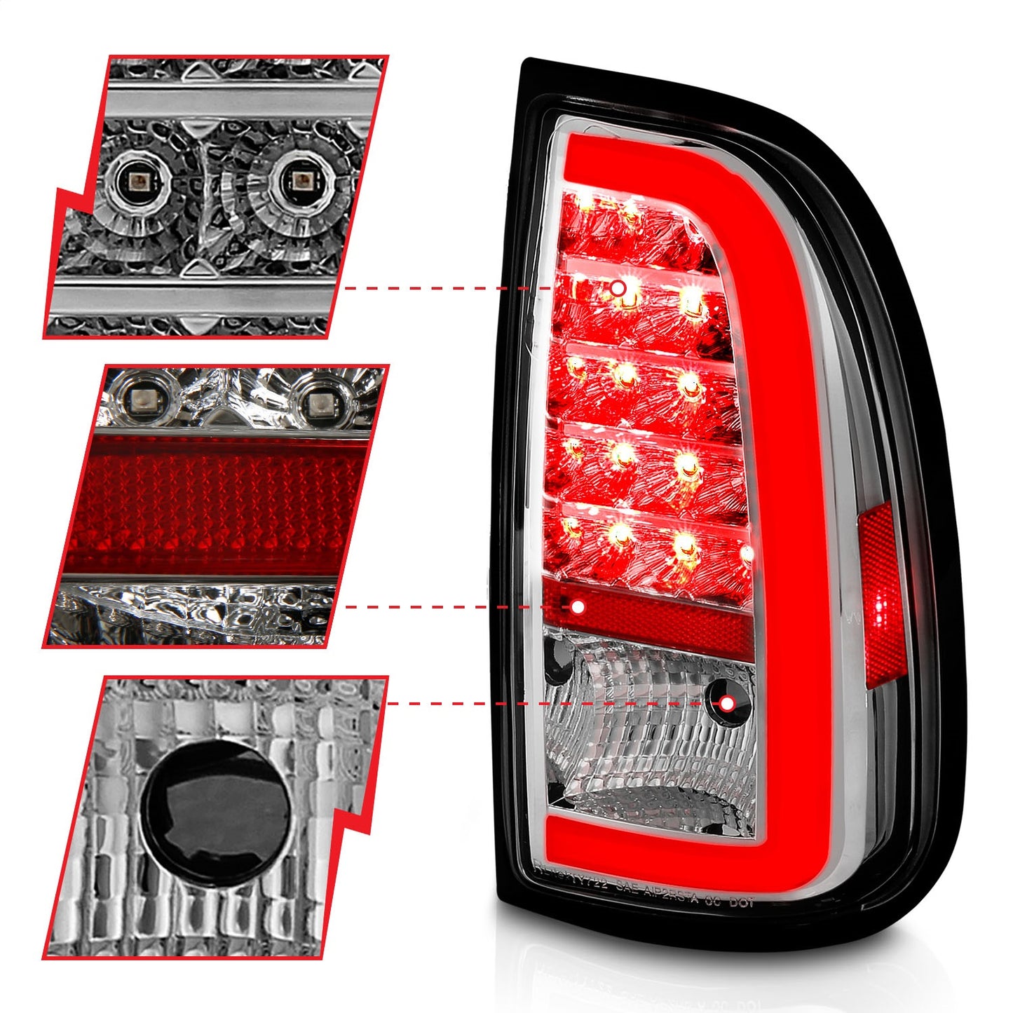 Anzo USA | LED Tail Light Assembly LED Clear Lens Chrome Housing w/Light Bar Pair | Fits Tundra | 311413