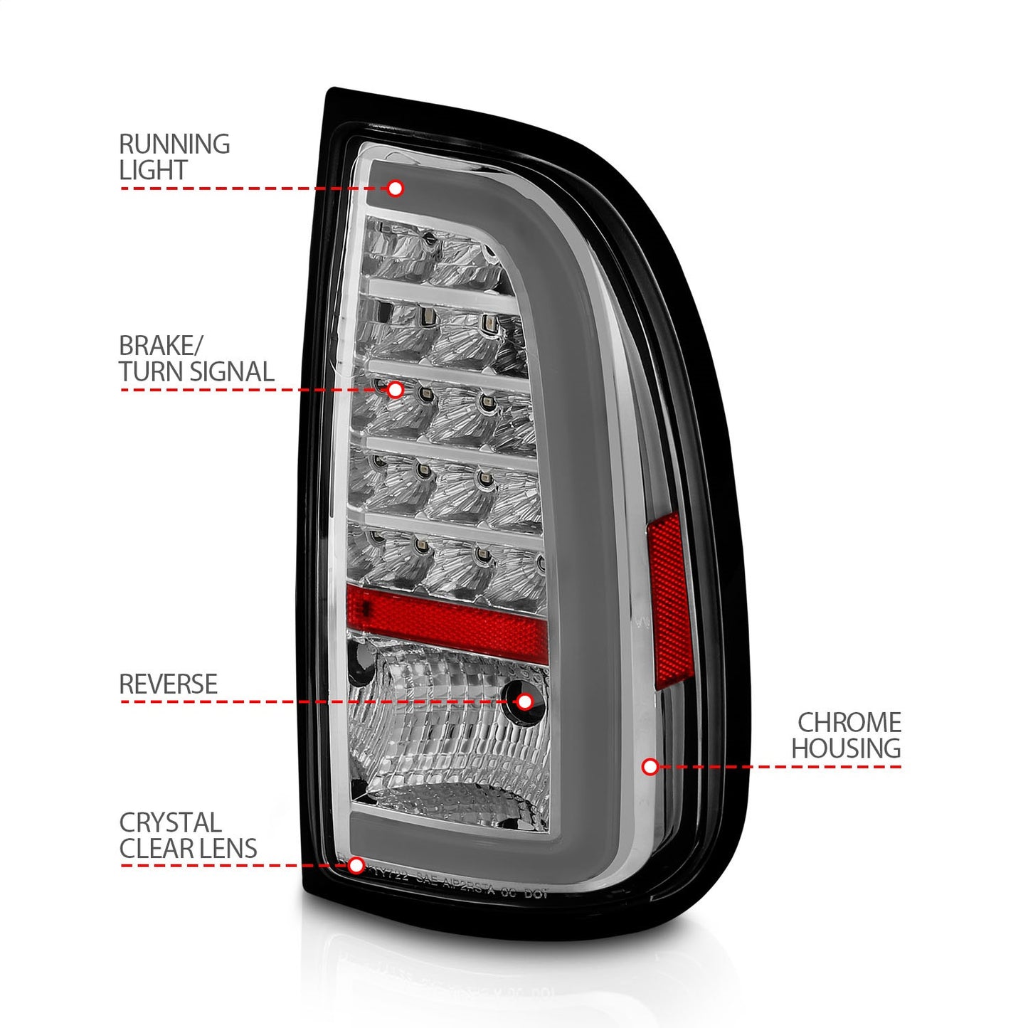 Anzo USA | LED Tail Light Assembly LED Clear Lens Chrome Housing w/Light Bar Pair | Fits Tundra | 311413