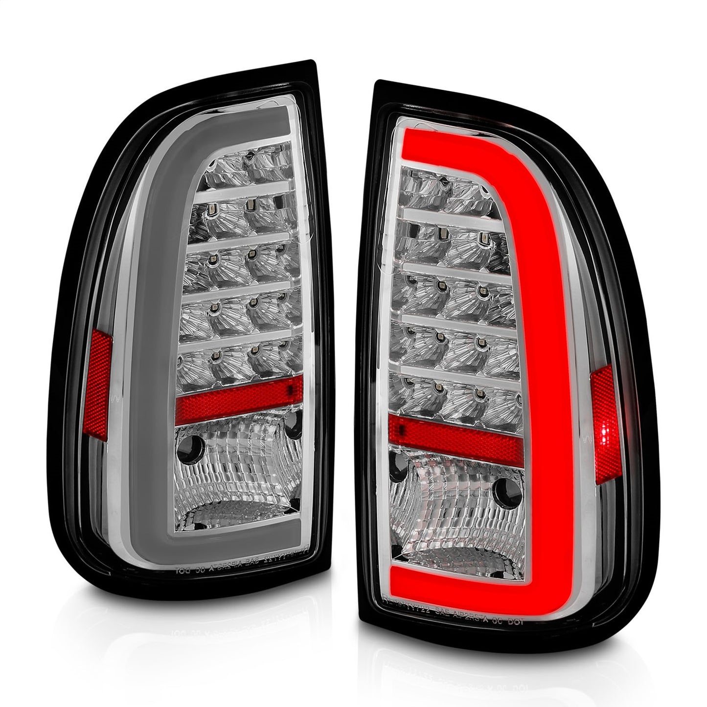Anzo USA | LED Tail Light Assembly LED Clear Lens Chrome Housing w/Light Bar Pair | Fits Tundra | 311413