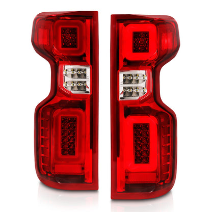 Anzo USA | LED Tail Light Assembly Full LED Red/Clear Lens Chrome Housing w/Light Bar Sequential | Fits Silverado 1500 | 311416