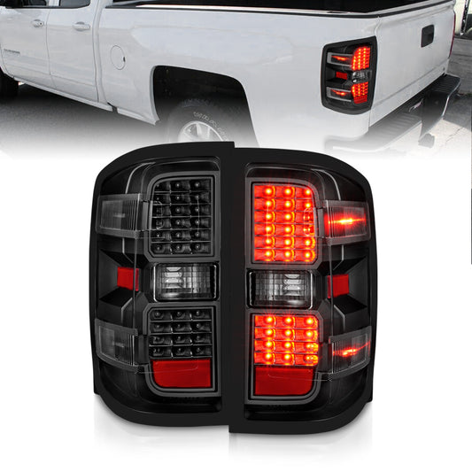 Anzo USA | LED Tail Light Assembly LED Clear Lens Black Housing Pair | Fits Silverado 1500 | 311423