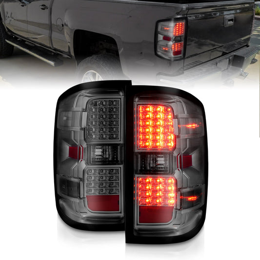 Anzo USA | Tail Light Assembly LED Smoke Lens Chrome Housing Pair | Fits Silverado 1500 | 311424