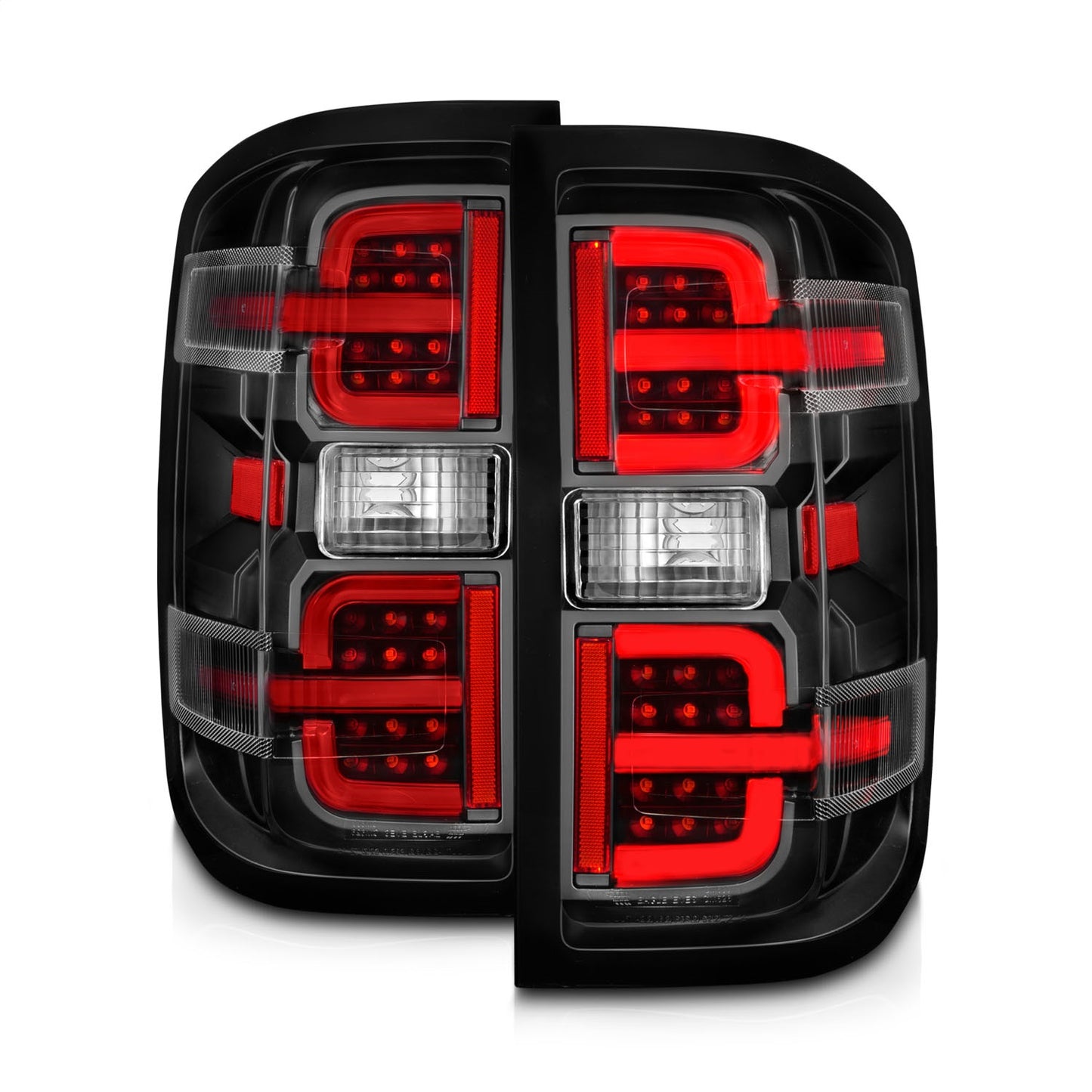 Anzo USA | LED Tail Light Assembly LED Clear Lens Black Housing w/Light Bar Pair | Fits Silverado 1500 | 311425