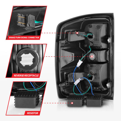 Anzo USA | LED Tail Light Assembly LED Smoke Lens Chrome Housing w/Light Bar Pair | Fits Silverado 1500 | 311426