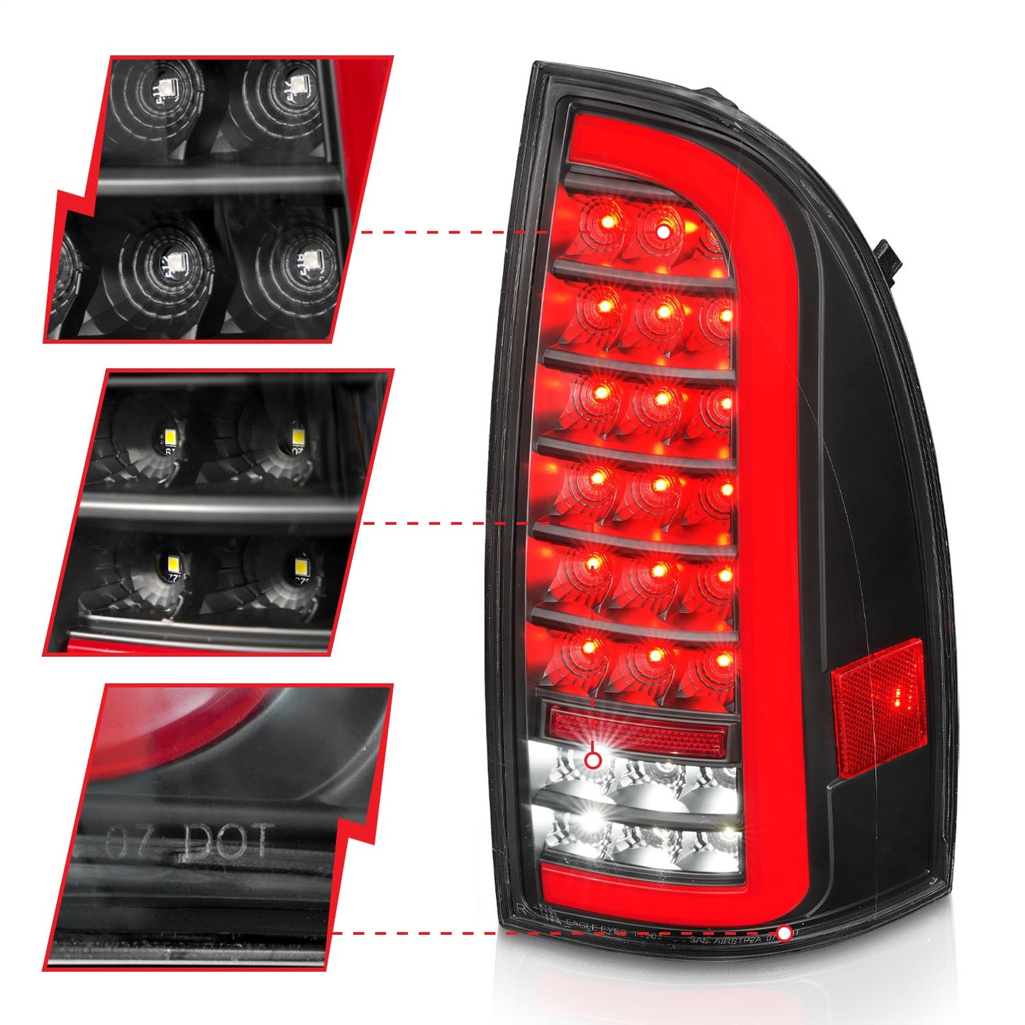 Anzo USA | LED Tail Light Assembly Full LED Clear Lens Black Housing w/Light Bar Sequential Pair | Fits Tacoma | 311427
