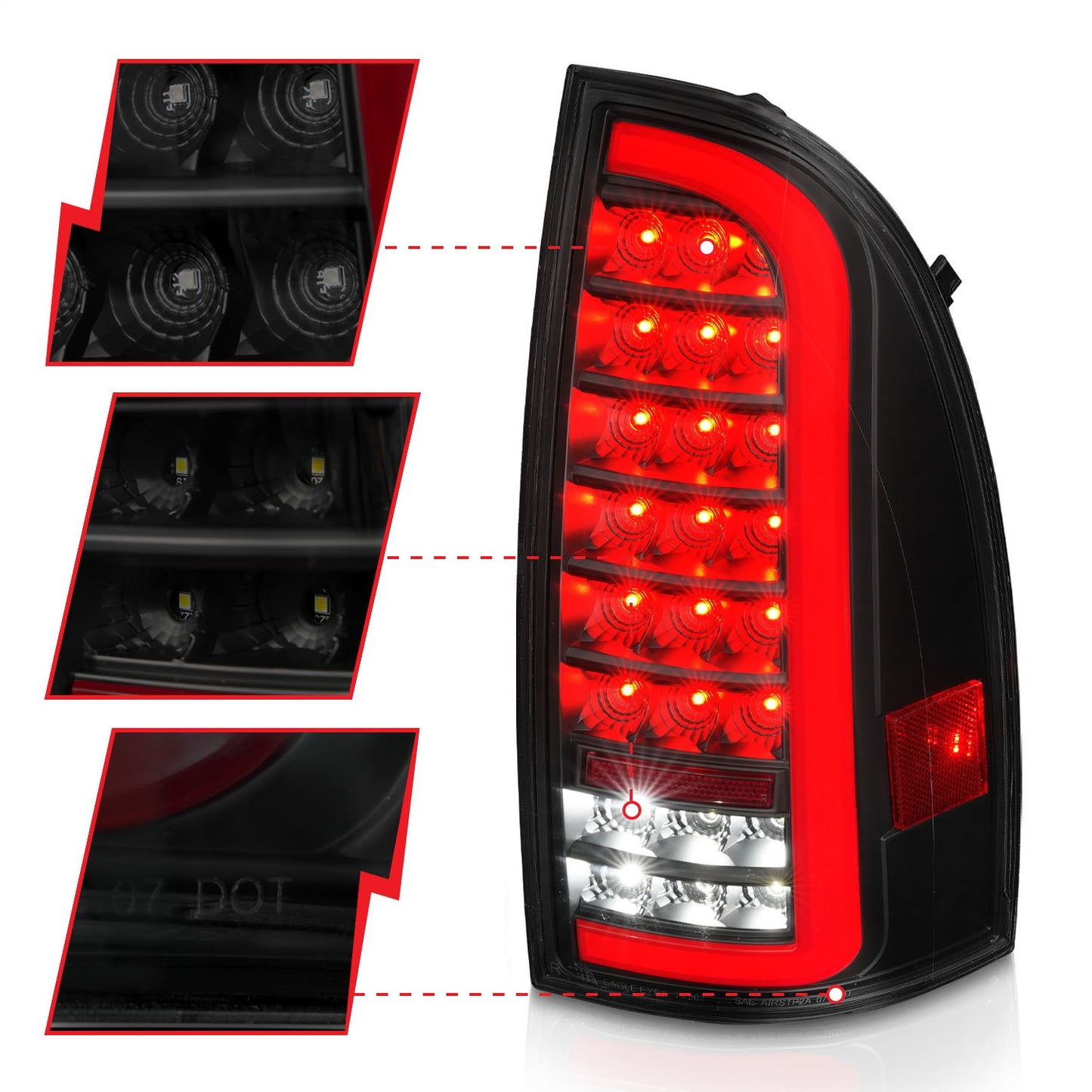 Anzo USA | LED Tail Light Assembly Full LED Smoke Lens Black Housing w/Light Bar Sequential Pair | Fits Tacoma | 311428