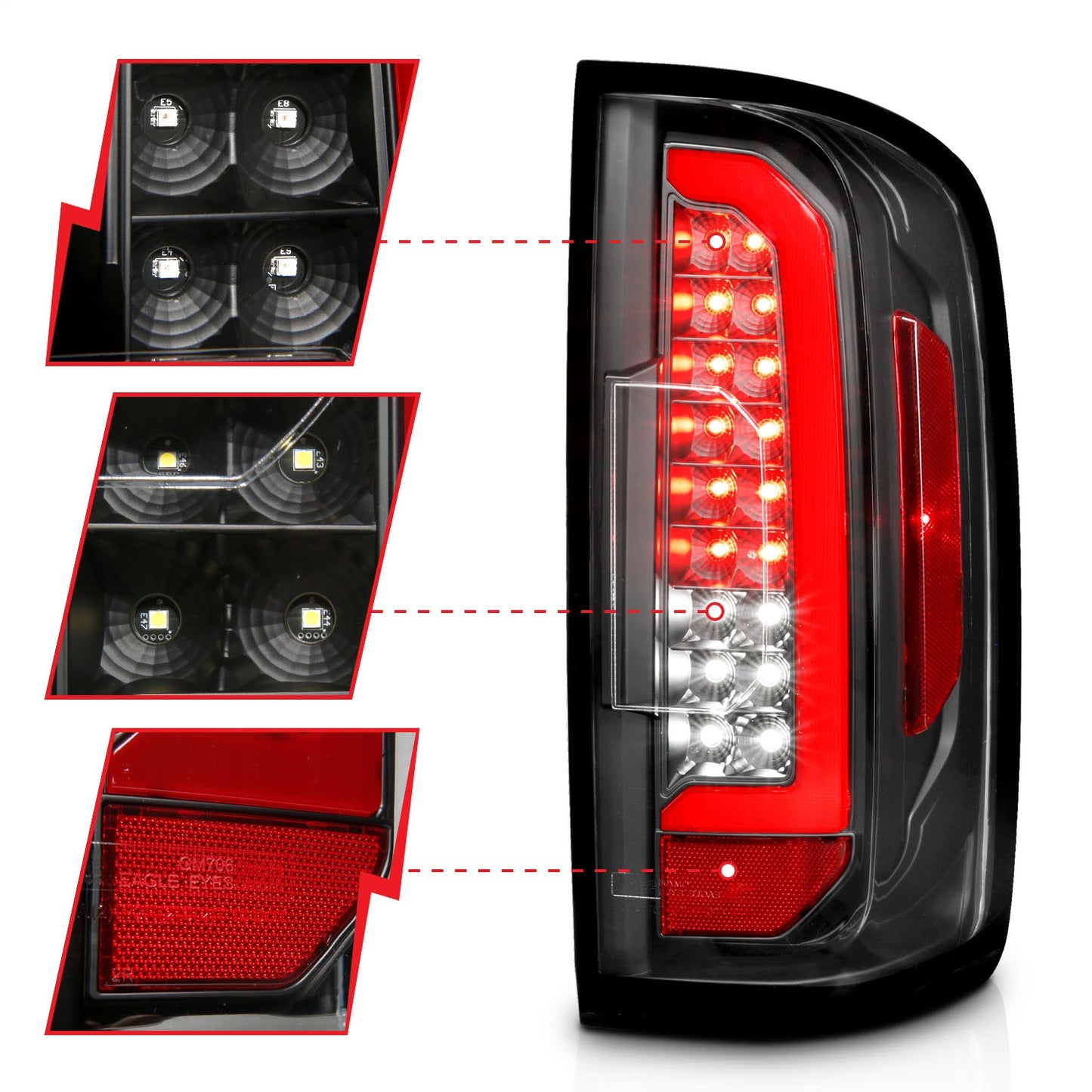 Anzo USA | LED Tail Light Assembly LED w/Red Light Bar Black Housing Clear Lens | Fits Colorado | 311432