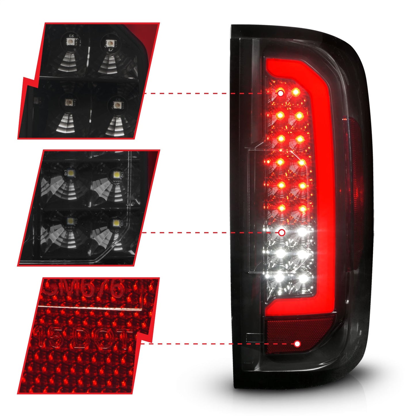 Anzo USA | LED Tail Light Assembly LED w/Red Light Bar Black Housing Smoke Lens | Fits Colorado | 311433