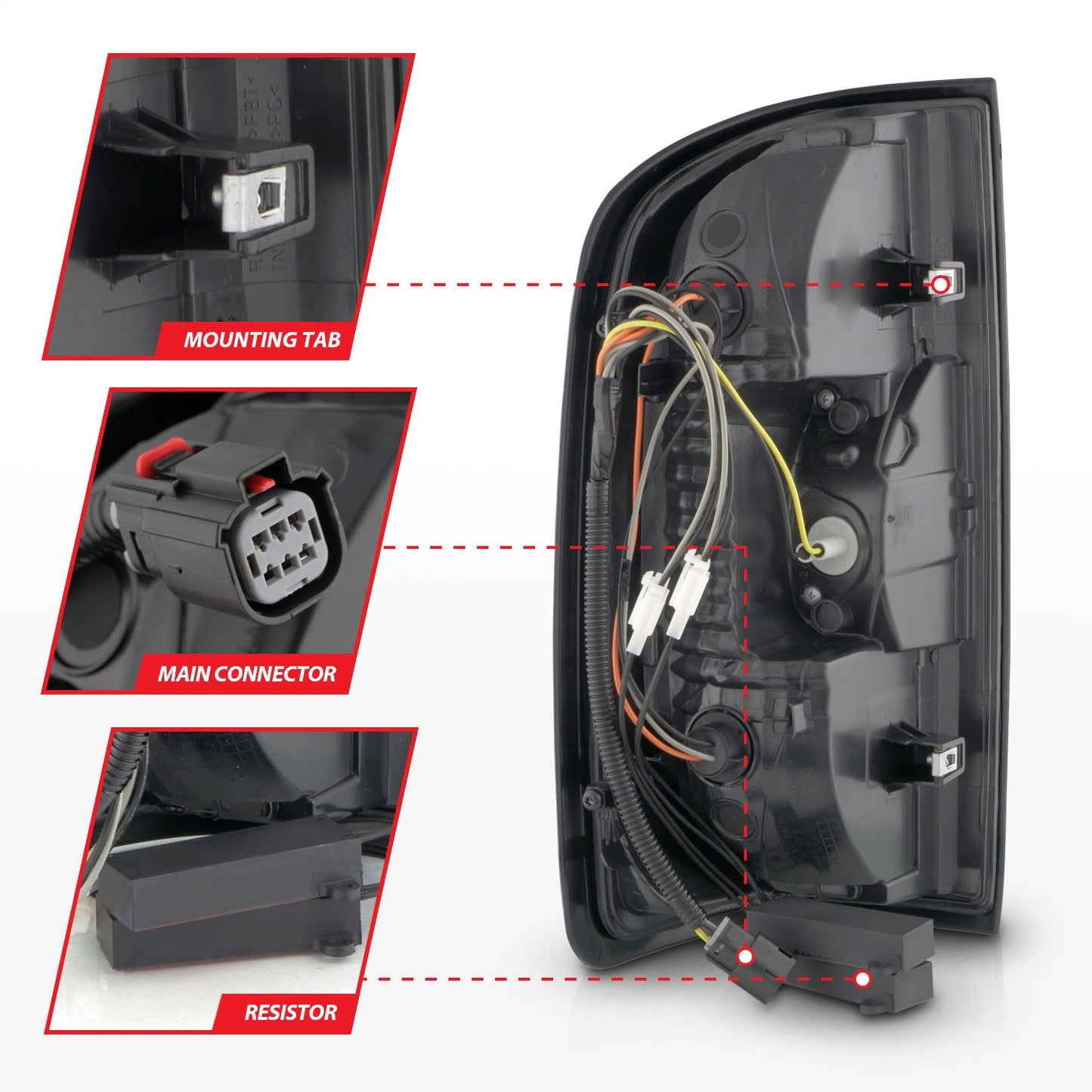 Anzo USA | LED Tail Light Assembly LED w/Red Light Bar Black Housing Clear Lens | Fits Canyon | 311434