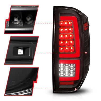 Anzo USA | LED Tail Light Assembly LED Clear Lens Black Housing Red Light Bar w/Sequential Pair | Fits Tundra | 311436