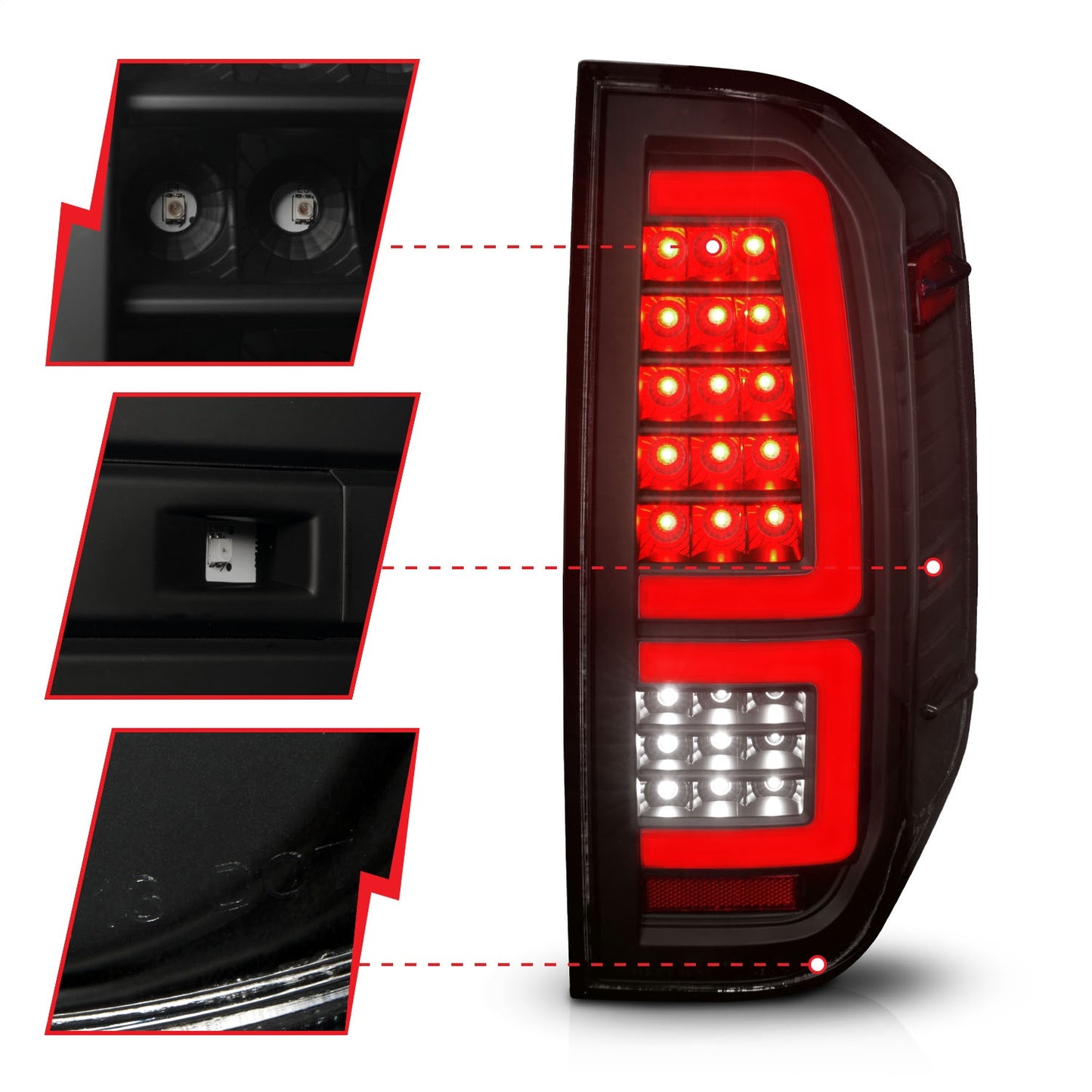 Anzo USA | LED Tail Light Assembly LED Smoke Lens Black Housing Red Light Bar w/Sequential Pair | Fits Tundra | 311437
