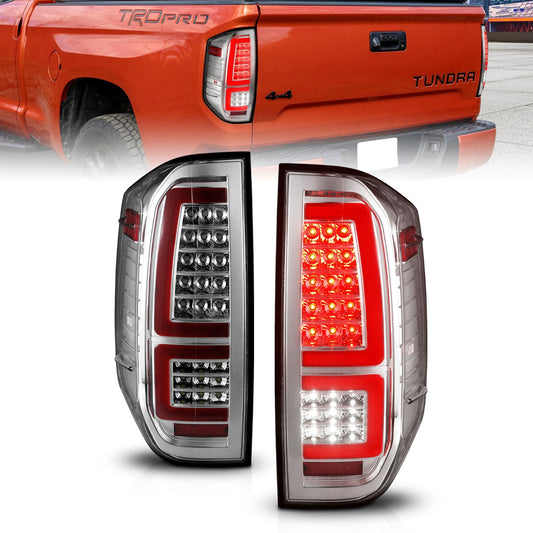 Anzo USA | LED Tail Light Assembly LED Clear Lens Chrome Housing Red Light Bar w/Sequential Pair | Fits Tundra | 311438