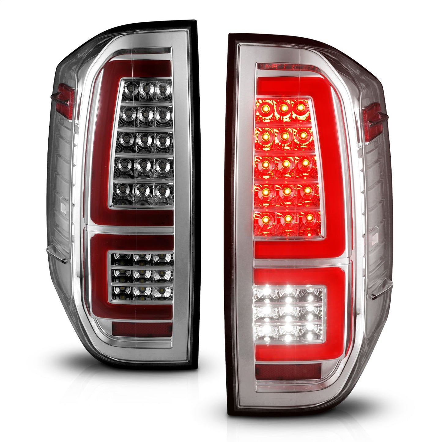 Anzo USA | LED Tail Light Assembly LED Clear Lens Chrome Housing Red Light Bar w/Sequential Pair | Fits Tundra | 311438