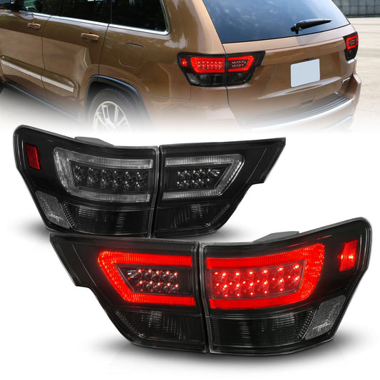 Anzo USA | LED Tail Light Assembly LED Smoke Lens Black Housing w/Light Bar 4 Pcs. | Fits Grand Cherokee | 311440