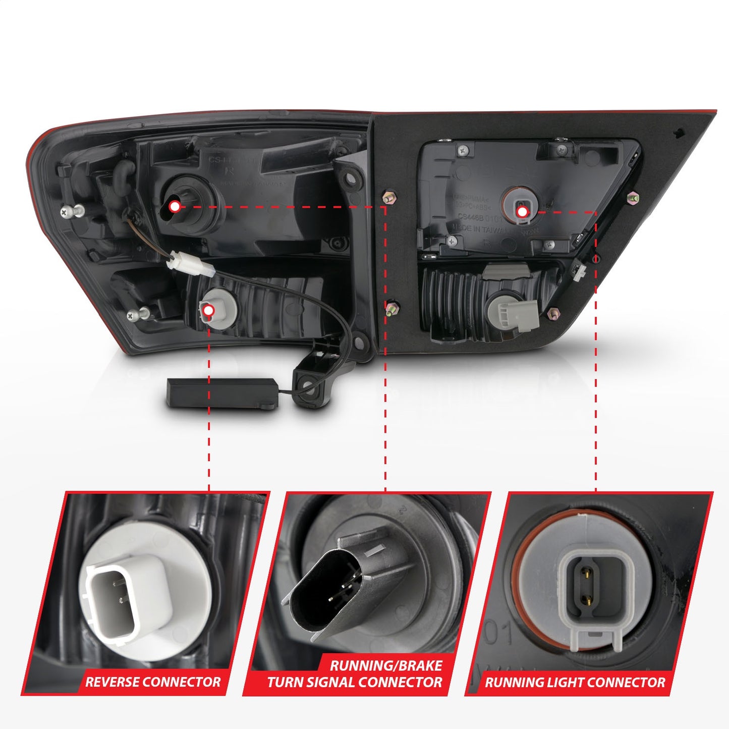 Anzo USA | LED Tail Light Assembly LED Smoke Lens Black Housing w/Light Bar 4 Pcs. | Fits Grand Cherokee | 311440
