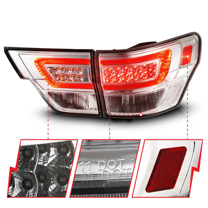 Anzo USA | LED Tail Light Assembly LED Clear Lens Chrome Housing w/Light Bar 4 Pcs. | Fits Grand Cherokee | 311441