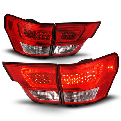 Anzo USA | LED Tail Light Assembly LED Red/Clear Lens Chrome Housing w/Light Bar 4 Pcs. | Fits Grand Cherokee | 311442