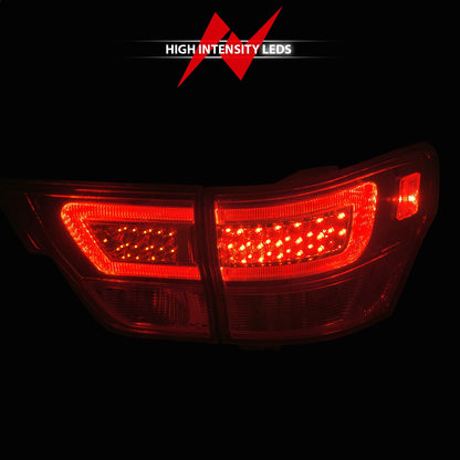 Anzo USA | LED Tail Light Assembly LED Red/Clear Lens Chrome Housing w/Light Bar 4 Pcs. | Fits Grand Cherokee | 311442