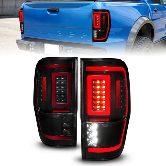 Anzo USA | LED Tail Light Assembly LED Smoke Lens Black Housing w/Light Bar Pair | Fits Ranger | 311447