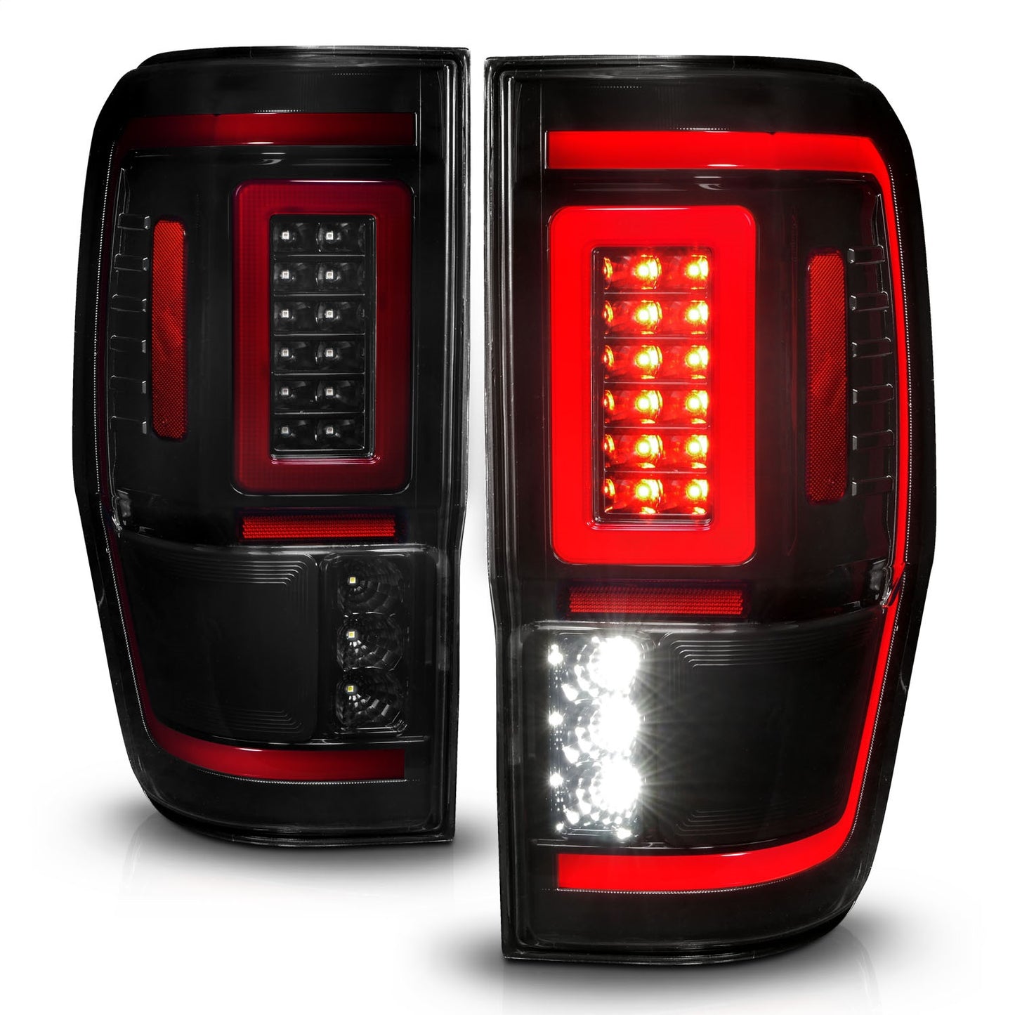Anzo USA | LED Tail Light Assembly LED Smoke Lens Black Housing w/Light Bar Pair | Fits Ranger | 311447